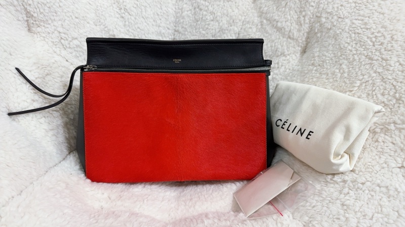 Celine 皮草手提肩背包-17