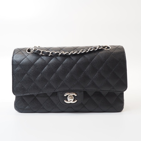 CHANEL CF25 荔枝皮黑銀