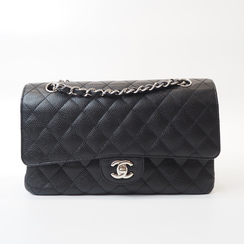 CHANEL CF25 荔枝皮黑銀-0