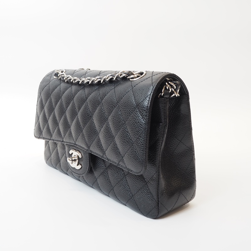 CHANEL CF25 荔枝皮黑銀-1