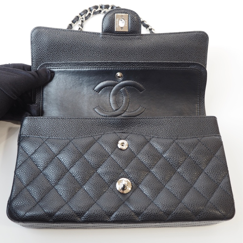 CHANEL CF25 荔枝皮黑銀-4