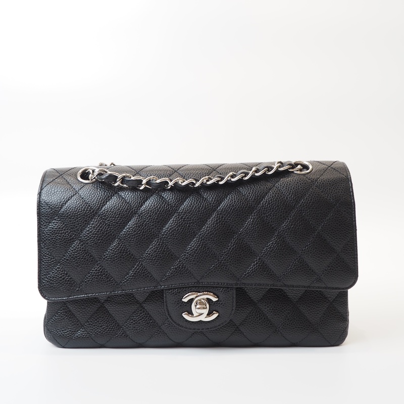 CHANEL CF25 荔枝皮黑銀-5