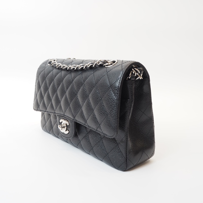 CHANEL CF25 荔枝皮黑銀-6