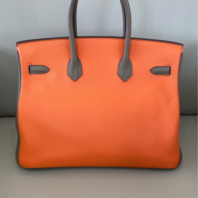 罕見 BK35 Togo 皮，三拼色（愛馬仕橙／翠綠／大象灰），殿堂級 HSS 定制規格。-2