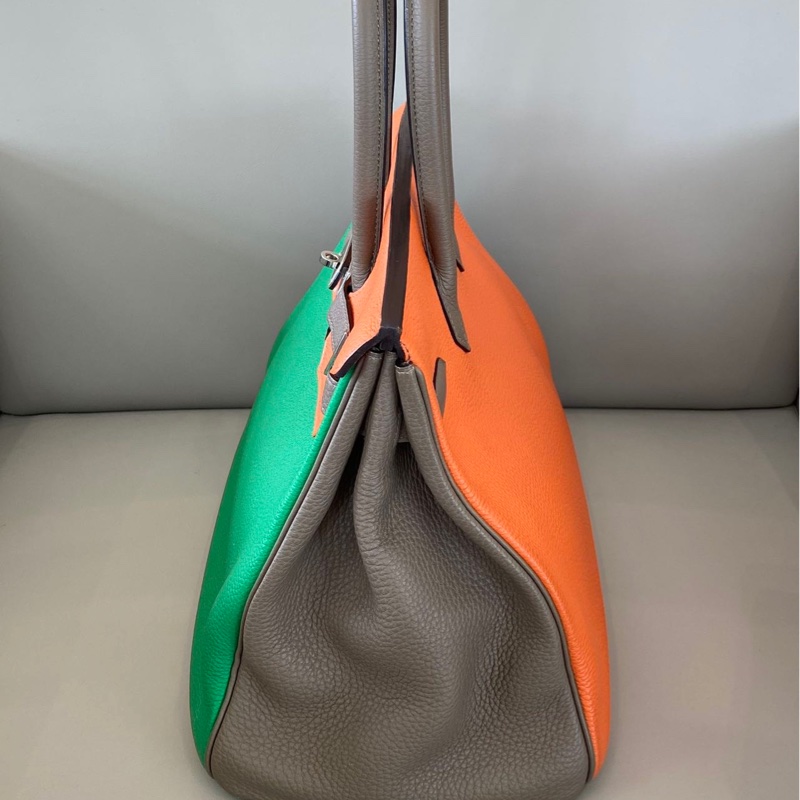 罕見 BK35 Togo 皮，三拼色（愛馬仕橙／翠綠／大象灰），殿堂級 HSS 定制規格。-3