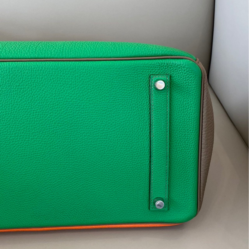 罕見 BK35 Togo 皮，三拼色（愛馬仕橙／翠綠／大象灰），殿堂級 HSS 定制規格。-4