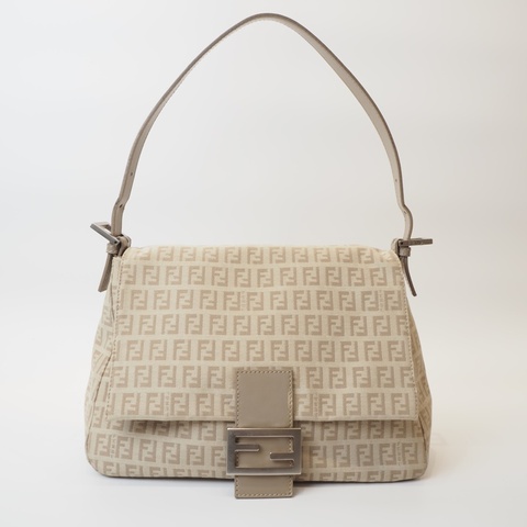 FENDI 米色老花法棍單肩包
