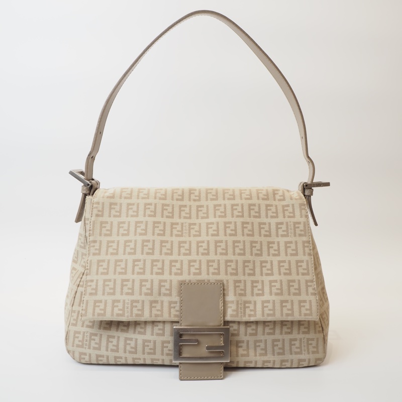 FENDI 米色老花法棍單肩包-5