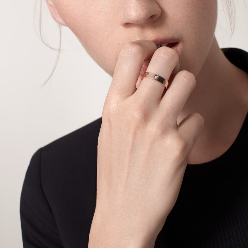 Cartier 卡地亞 LOVE 單鑽戒18K玫瑰金750經典螺絲設計戒指B4050749-1