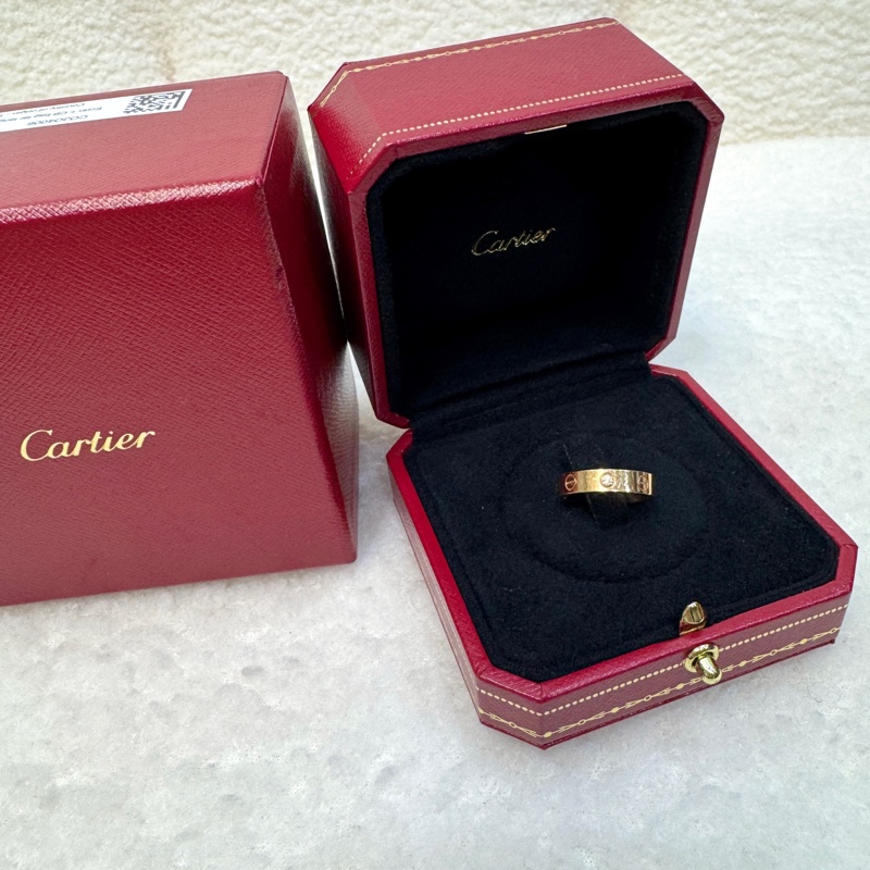 Cartier 卡地亞 LOVE 單鑽戒18K玫瑰金750經典螺絲設計戒指B4050749-2