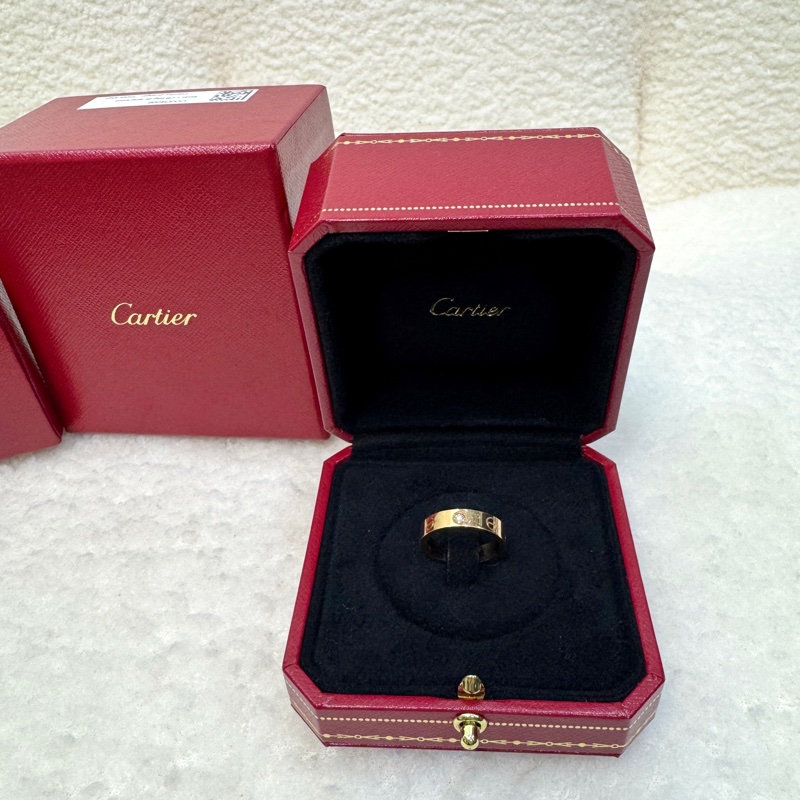 Cartier 卡地亞 LOVE 單鑽戒18K玫瑰金750經典螺絲設計戒指B4050749-3