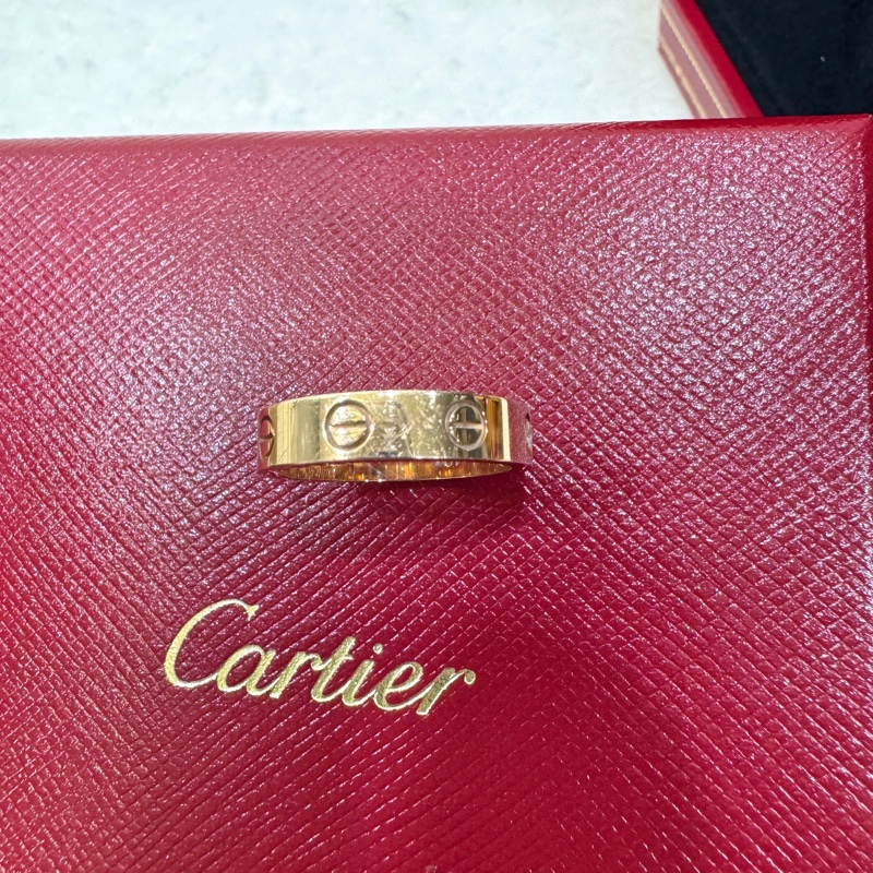 Cartier 卡地亞 LOVE 單鑽戒18K玫瑰金750經典螺絲設計戒指B4050749-8