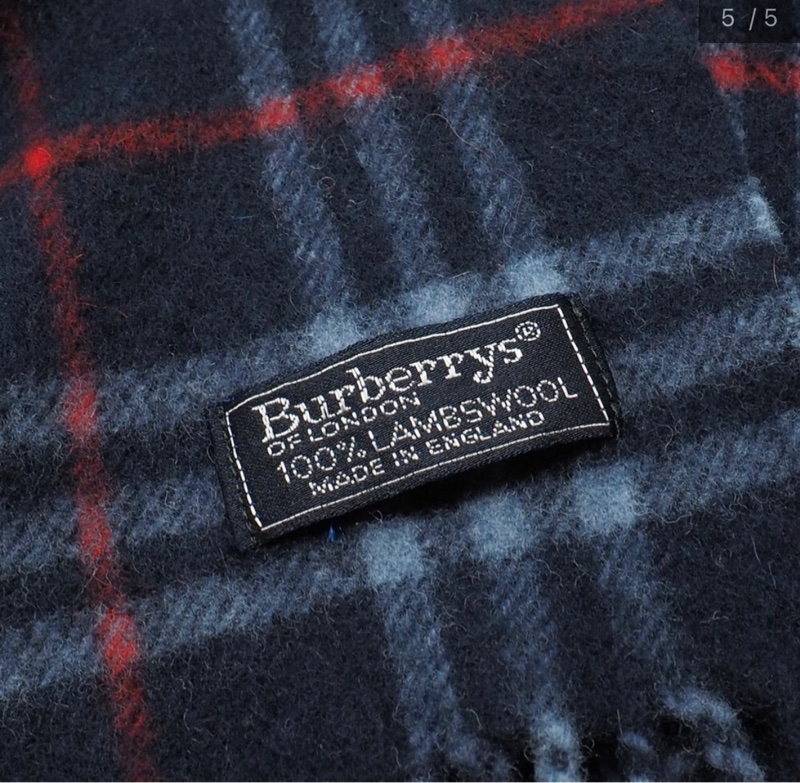 BURBERRY海軍藍格紋羔羊毛圍巾✨-4
