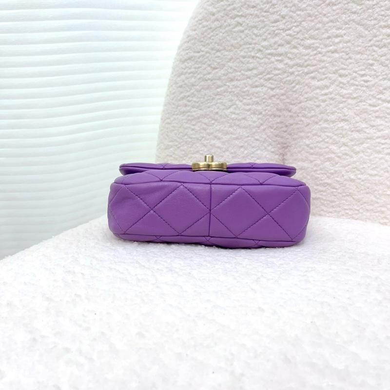 香奈兒 Chanel 22S 香芋紫 鴛鴦編織鏈 Mini Flap方胖子-10