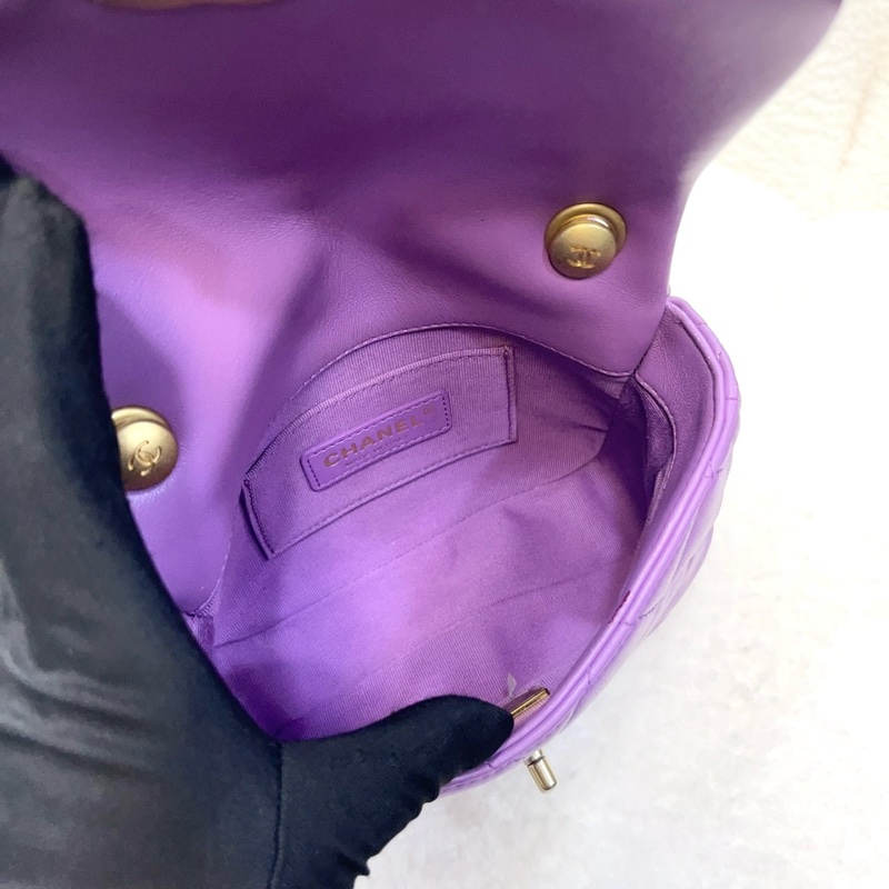 香奈兒 Chanel 22S 香芋紫 鴛鴦編織鏈 Mini Flap方胖子-13