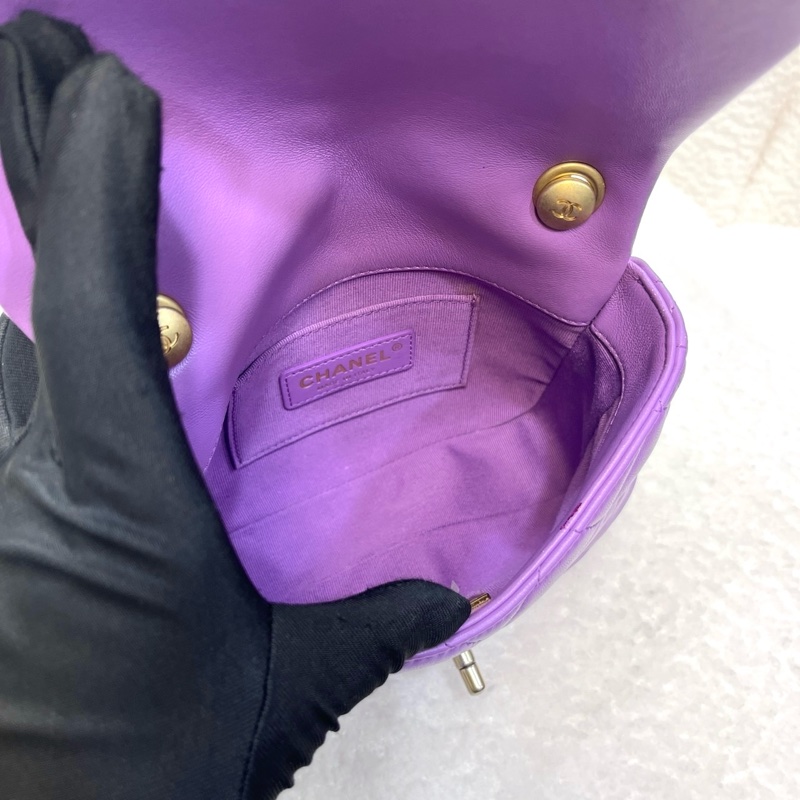 香奈兒 Chanel 22S 香芋紫 鴛鴦編織鏈 Mini Flap方胖子-14