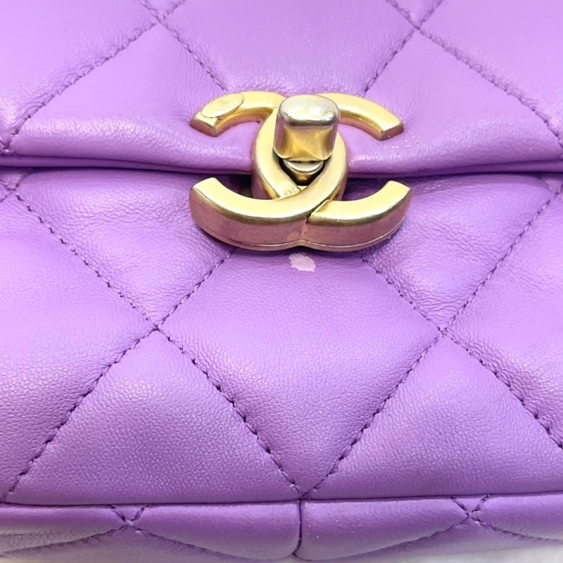 香奈兒 Chanel 22S 香芋紫 鴛鴦編織鏈 Mini Flap方胖子-18