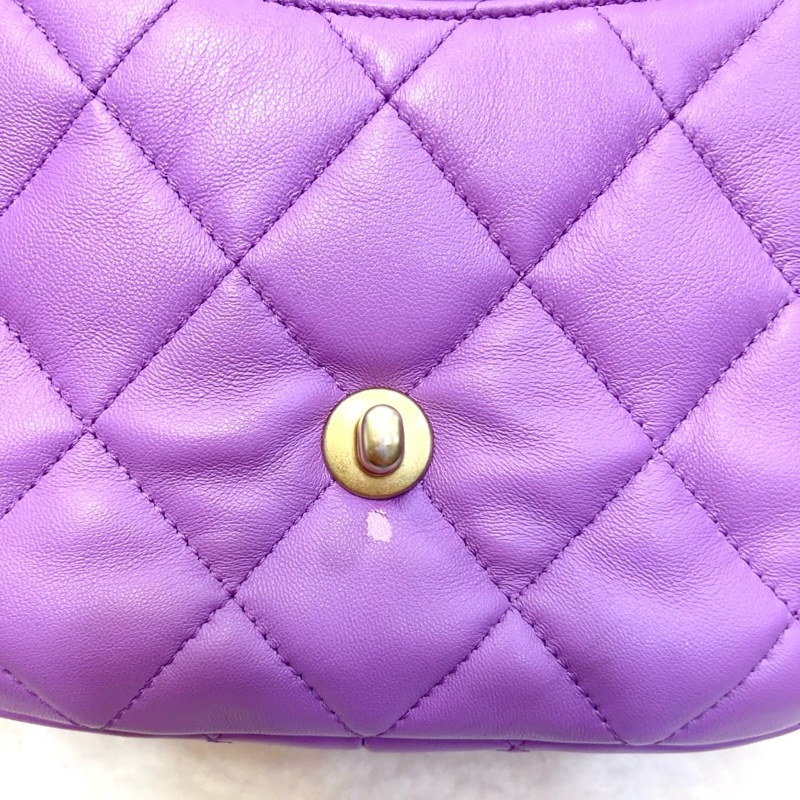 香奈兒 Chanel 22S 香芋紫 鴛鴦編織鏈 Mini Flap方胖子-20