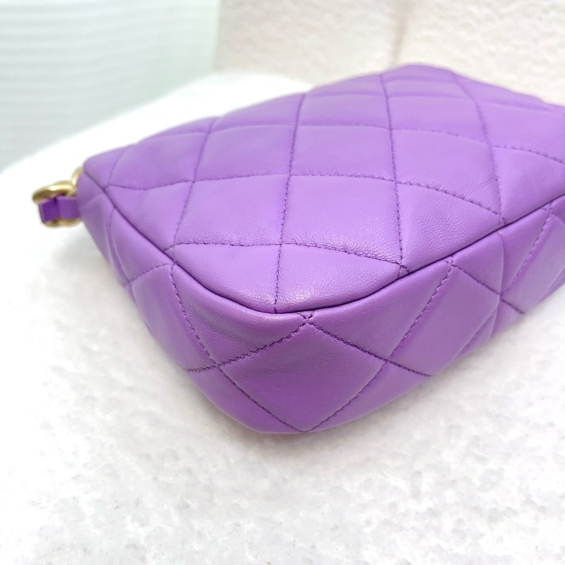 香奈兒 Chanel 22S 香芋紫 鴛鴦編織鏈 Mini Flap方胖子-21