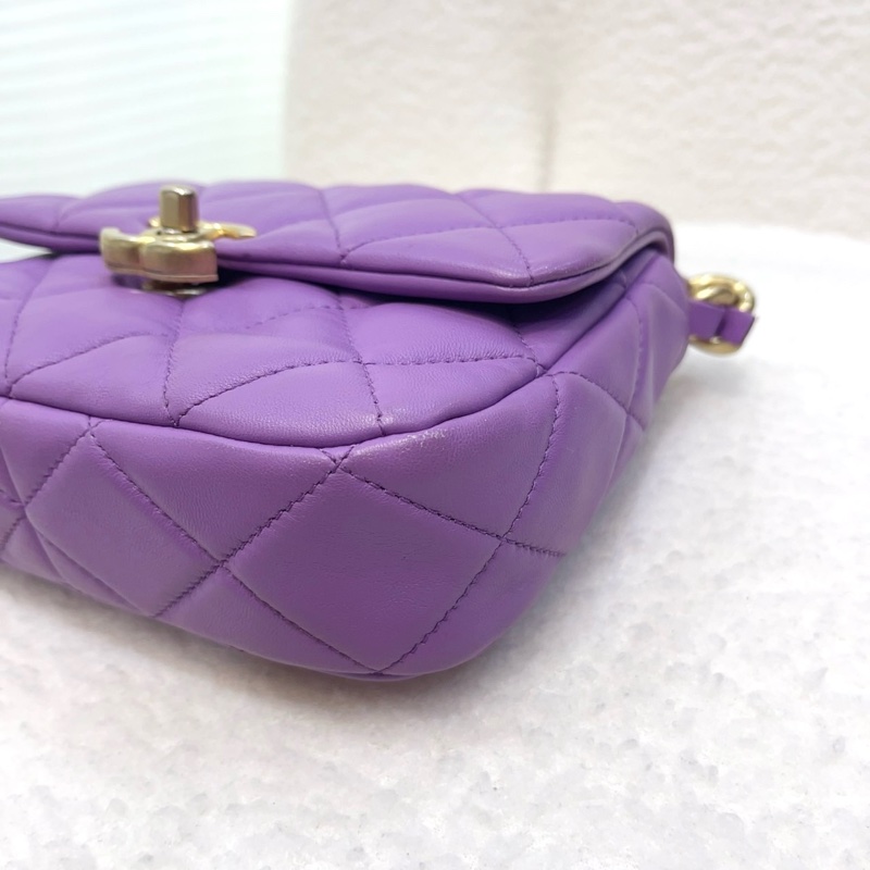 香奈兒 Chanel 22S 香芋紫 鴛鴦編織鏈 Mini Flap方胖子-22