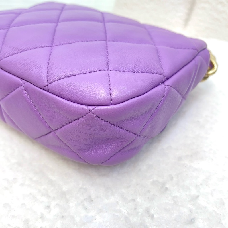香奈兒 Chanel 22S 香芋紫 鴛鴦編織鏈 Mini Flap方胖子-24