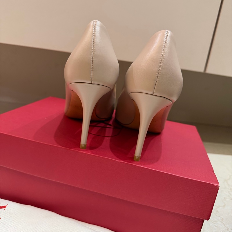 Valentino裸色奶茶色紅底基本款高跟鞋/低跟鞋-3