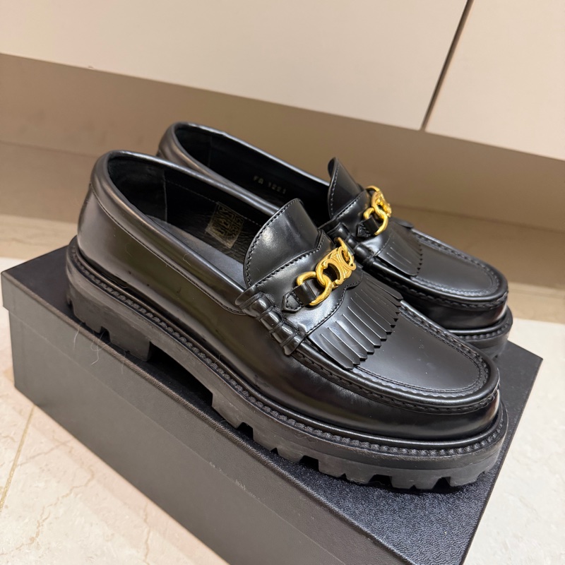 Celine經典款凱旋門logo厚底樂福鞋-4