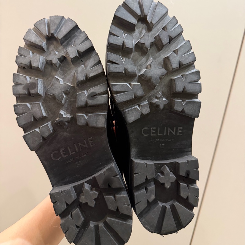 Celine經典款凱旋門logo厚底樂福鞋-5