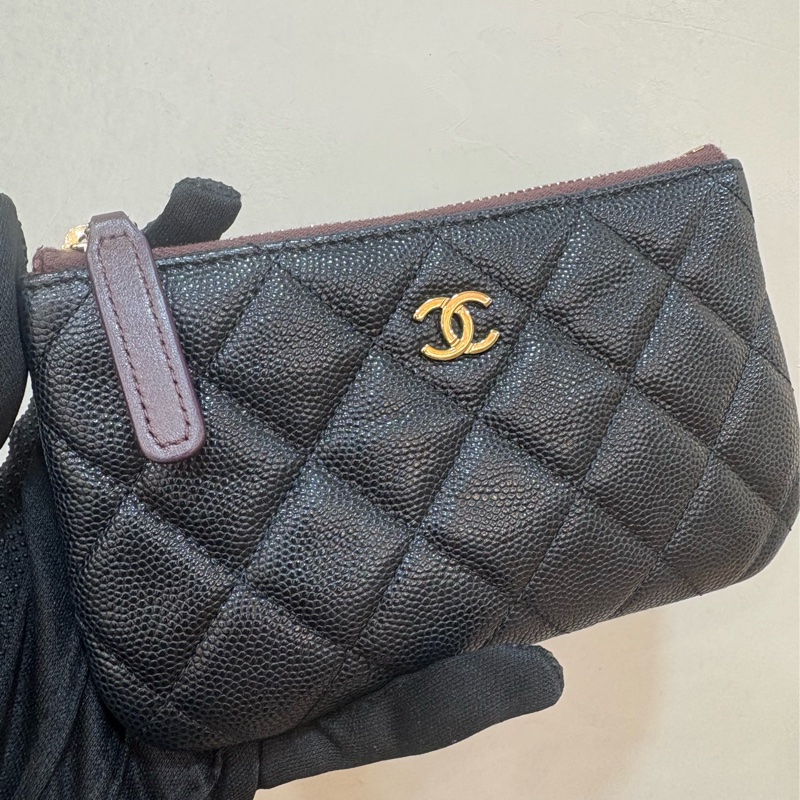 香奈兒 Chanel 黑金一字零錢包 晶片款-0