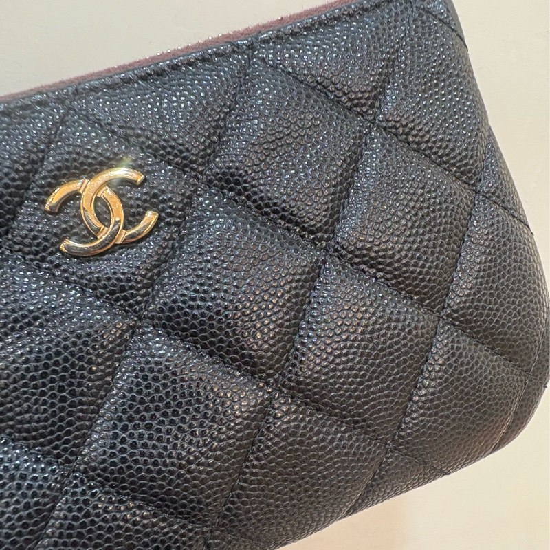 香奈兒 Chanel 黑金一字零錢包 晶片款-1