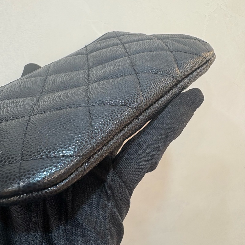 香奈兒 Chanel 黑金一字零錢包 晶片款-4