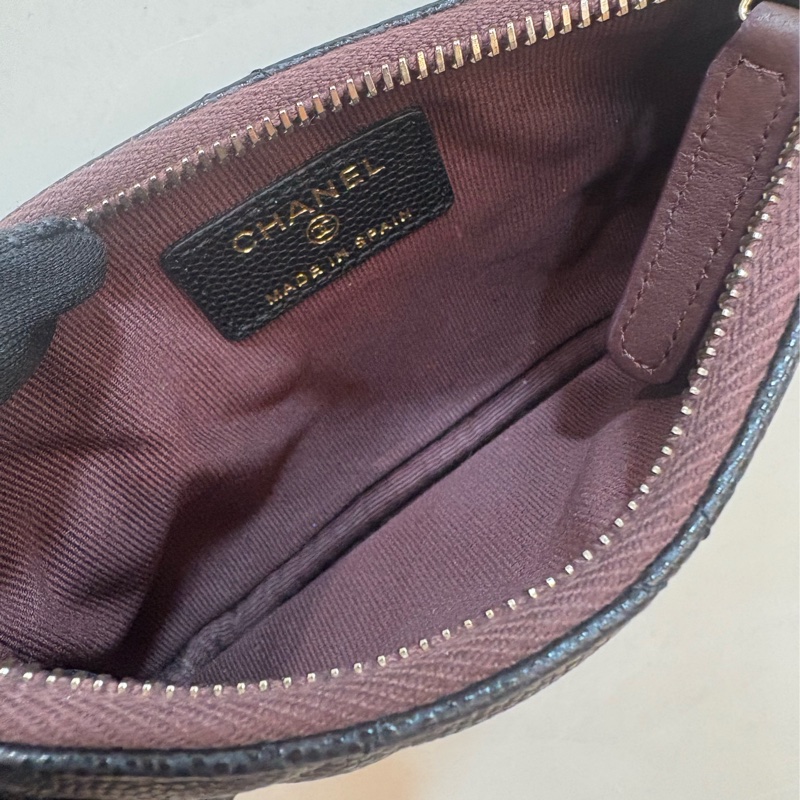 香奈兒 Chanel 黑金一字零錢包 晶片款-5