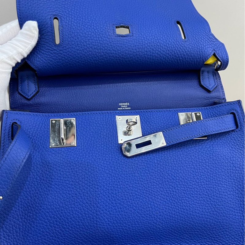 🌈Hermes💙Jypsiere 28💙藍色銀扣🌟98新🌈stamp R🌟愛馬仕🌟-1