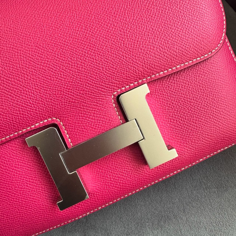 🌈Hermes💗Constance 24💗糖果粉銀扣🌟98.5新🌈Epsom皮🌟愛馬仕🌟-1