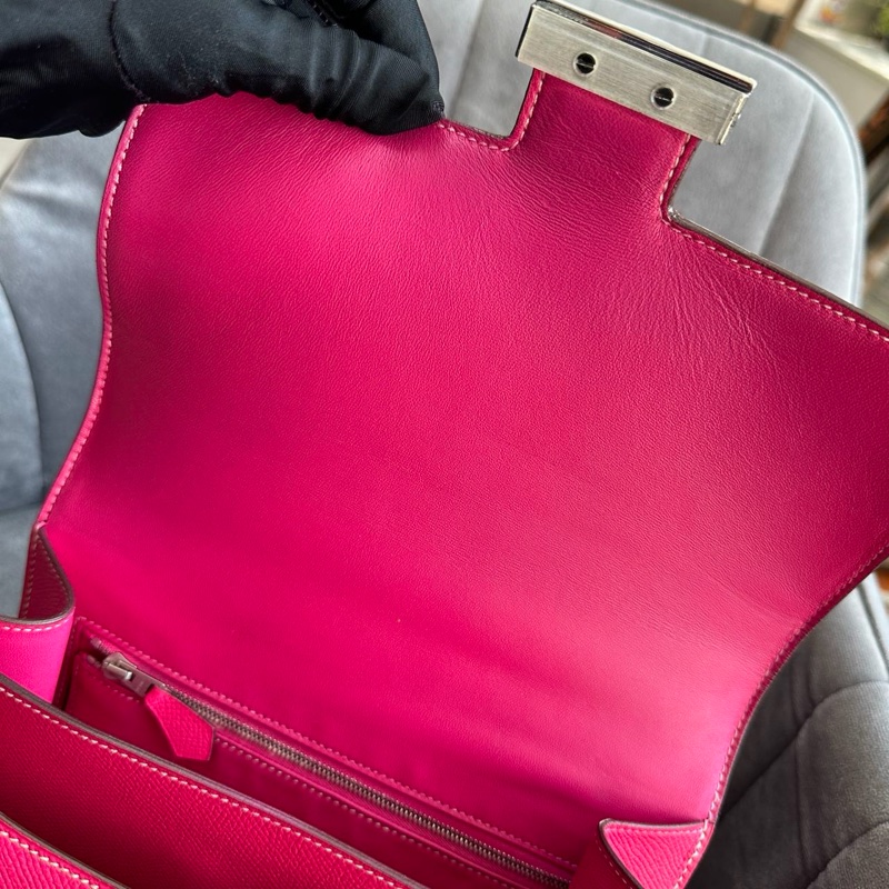 🌈Hermes💗Constance 24💗糖果粉銀扣🌟98.5新🌈Epsom皮🌟愛馬仕🌟-6