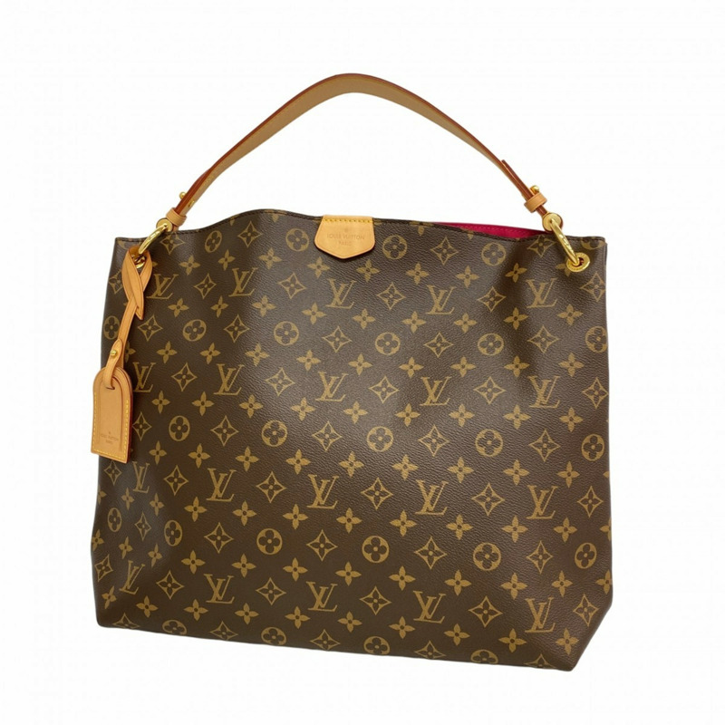 路易威登 Monogram Graceful MM 女士單背包 M43703 棕色-0