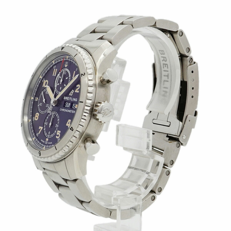 百年靈飛行員8型A13316海軍藍錶盤男士腕錶-1