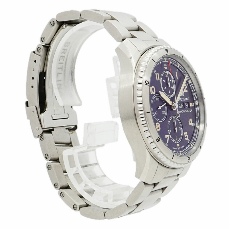 百年靈飛行員8型A13316海軍藍錶盤男士腕錶-2