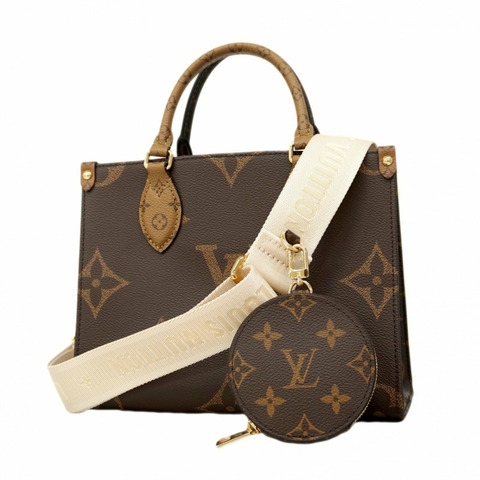 路易威登 Monogram Giant Reverse On-the-Go PM 手提包 M46373 棕色 女士兩用包 P2453681