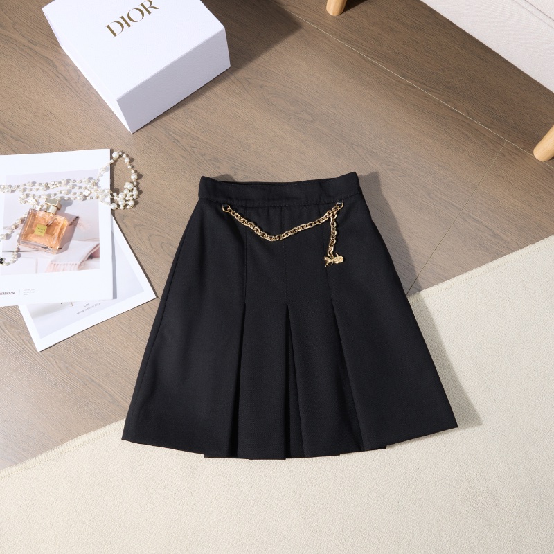 ❤️CELINE 鏈條裝飾 黑色百褶半身裙-0