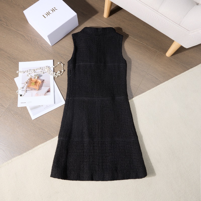 ❤️CHANEL 經典黑金配色連衣裙 無袖-5