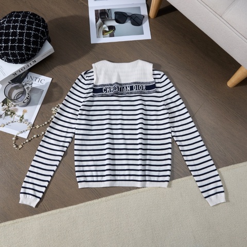 ❤️DIOR 條紋海軍領Logo針織衫