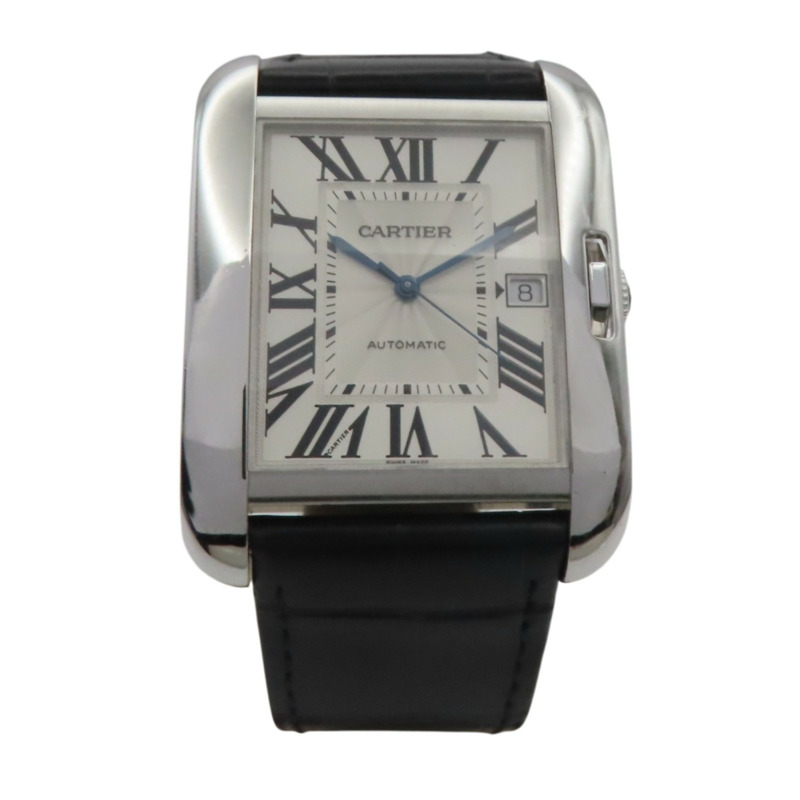 銀色錶盤 18K白金 皮革錶帶 Tank Anglaise 腕錶【Cartier 卡地亞】 W5310025-1