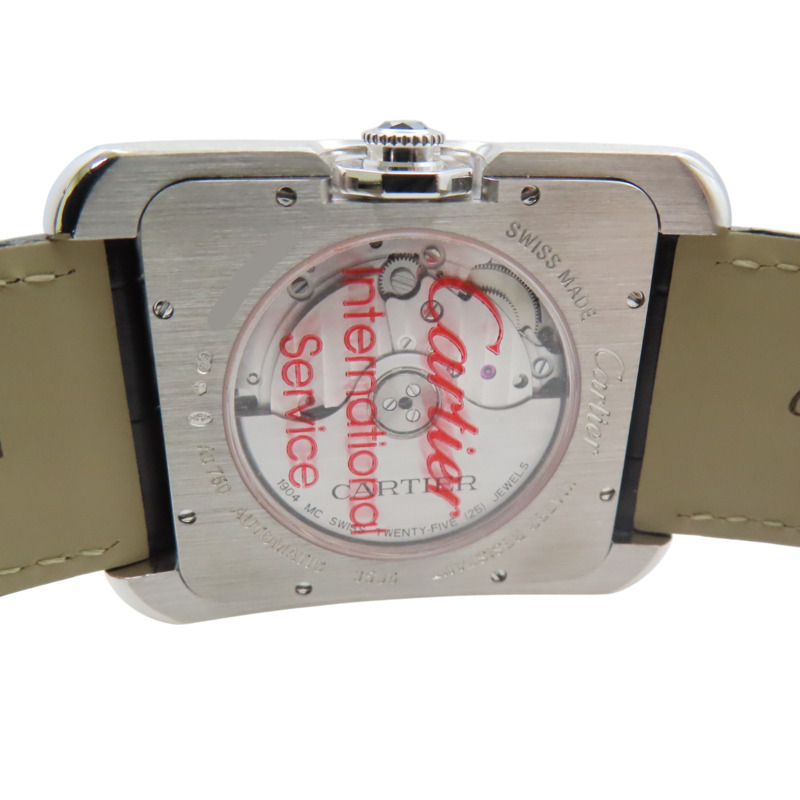 銀色錶盤 18K白金 皮革錶帶 Tank Anglaise 腕錶【Cartier 卡地亞】 W5310025-5