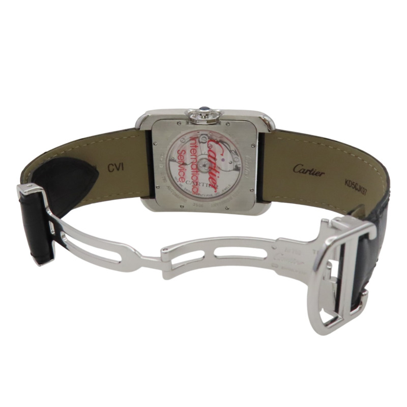 銀色錶盤 18K白金 皮革錶帶 Tank Anglaise 腕錶【Cartier 卡地亞】 W5310025-7