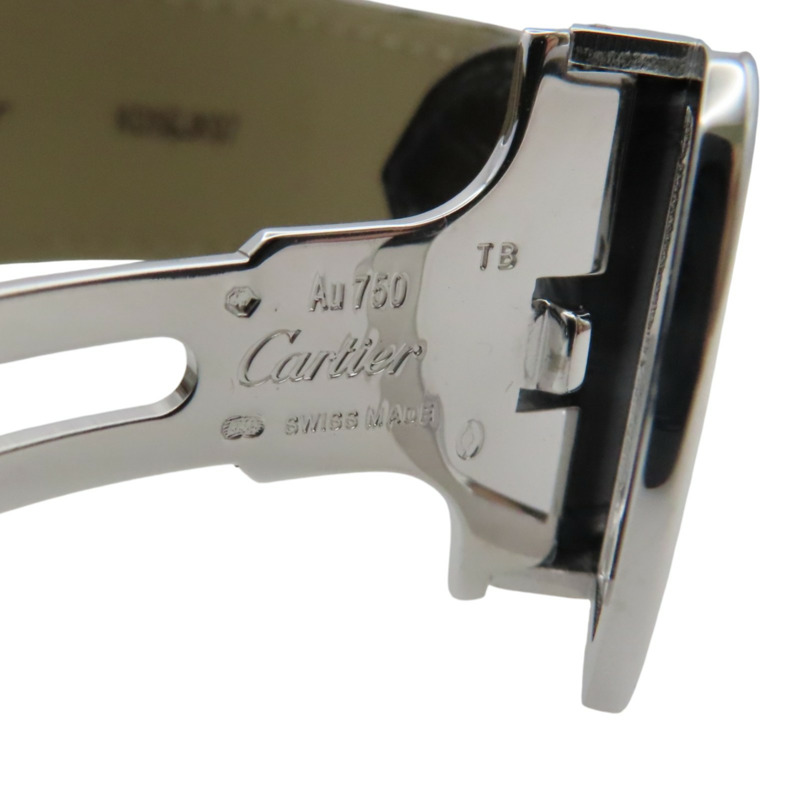 銀色錶盤 18K白金 皮革錶帶 Tank Anglaise 腕錶【Cartier 卡地亞】 W5310025-8