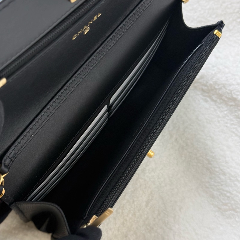 （台灣專櫃購證🇹🇼全配）全新Chanel 23P 黑色荔枝皮雙鏈 WOC✨最新晶片款 專櫃15萬-8