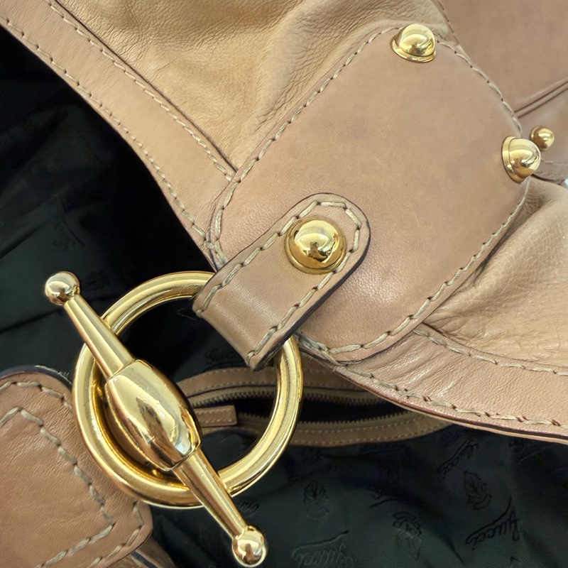 GUCCI奶茶色大容量肩背手提包-4