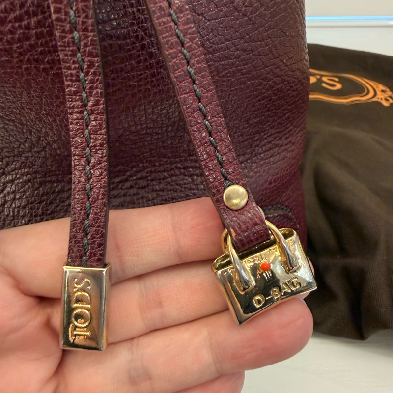TOD’s紅酒色牛皮內麂皮手提包-2