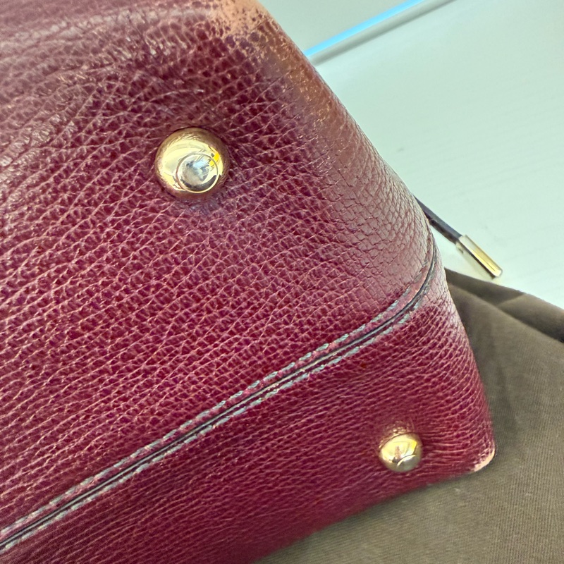 TOD’s紅酒色牛皮內麂皮手提包-5